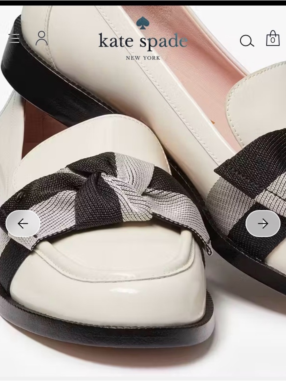 KATE SPADE LEANDRA PATENT LEATHER LOAFER CREAM BLACK BOW PLAID
HEEL SZ 7 - Picture 2 of 16